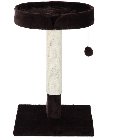 Kitten Cat Tree Scratching Post Scratcher Activity Center Bed Play w/ Toy - Brown, white - Pawhut
