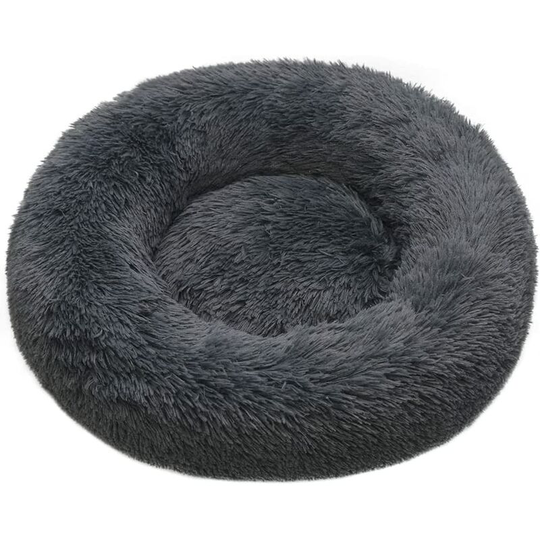 Cat Bed Cuddler, Round Plush Portable Non-Slip and Machine Washable Cushion Pet Nest for Warming Calming for Small Dogs Kittens (Dark Grey 50cm)