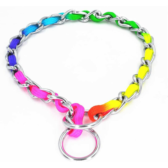 Rainbow Training Collar, Stainless Steel Pet Training Chain Suitable for Small and Medium Dogs