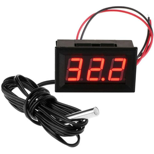 Digital Thermometer 12V Mini Temperature Tester Waterproof Digital Temperature Meter Gauge for Refrigerator Aquarium Freezers,Red