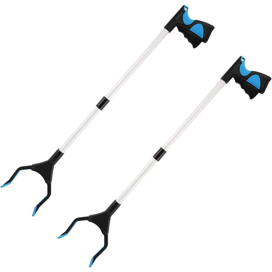 Rhafayre - Scavenger Tools, [2 Pcs] 32' Foldable Extension Clamp, Aluminum Handicapped Aid Tool with Rotating Rubber Clamp, Long Arm Extension for