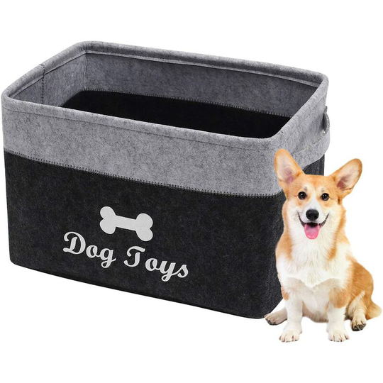 Felt Storage Box for Dog Toys, Storage Basket for Blanket, Dog Clothes, Storage for Dog Toys, Storage Box without Lid for Pets-Gray