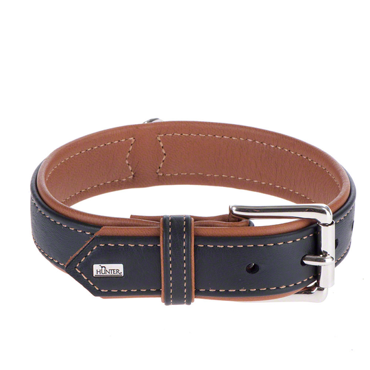 Hunter Canadian Dog Collar - Black / Cognac - Size 55: 42-48cm neck circumference
