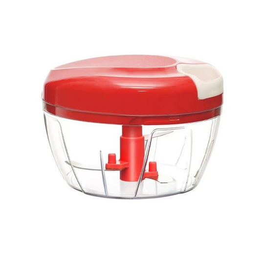 500ml Manual Chopper Mini Chopper Manual Onion Cutter String Blender with 3 Stainless Steel Blades for Vegetables Meats Nuts and Salad (Red)