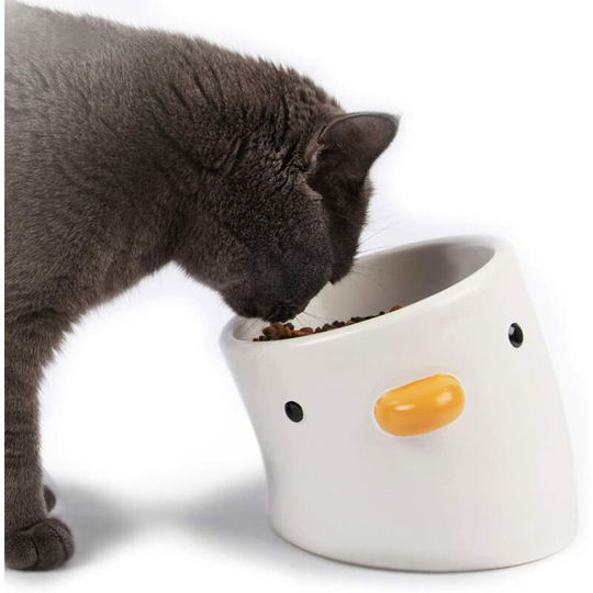 15° Cat Bowl, Protects the Cervical Spine of Animals, Chick Shape, High Quality Ceramic Material, Suitable for Small Dogs and All Kinds of Cats.