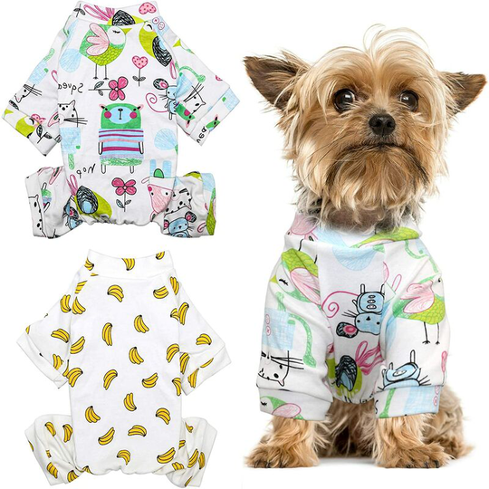 Perle rare Puppy Pajamas 2-Pack Cotton Puppy Shirt Pants Pet Bodysuit Comfort Tights Little Mouse Banana l