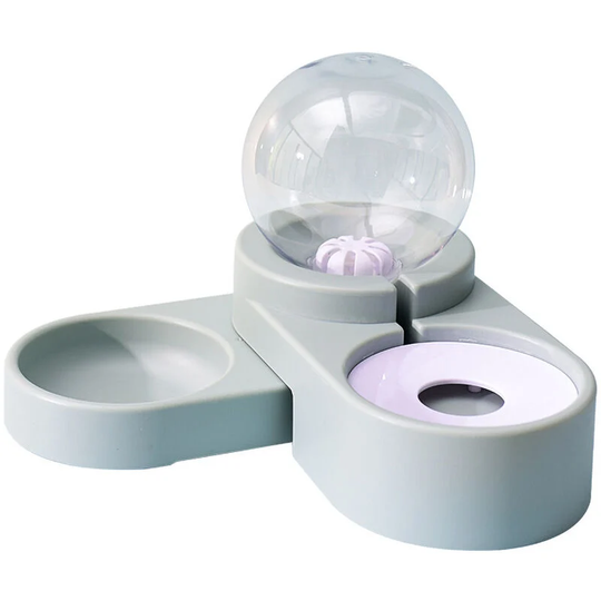 Dogs Pets Cats Water and Food Bowls with Automatic Water Dispenser Double Bowl 1.8L Anti-Wet Mouth