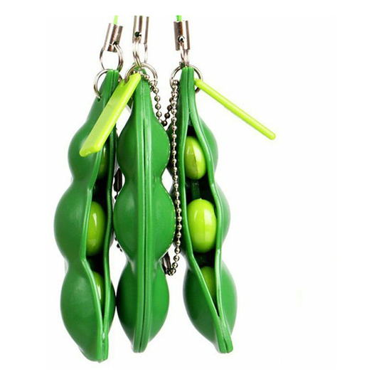 Fidget Toys, 3 pcs Pea Bean Keychain Toy Pressure Ejected Funny Fun Decompression Cool