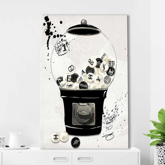 Bubblicious in Black by Jodi - Wrapped Canvas Painting Print