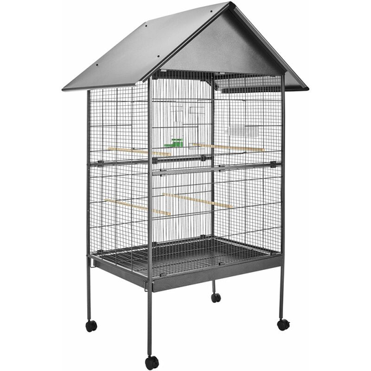 Tectake - Bird cage 168cm high - bird aviary, parrot cage, budgie cage - anthracite