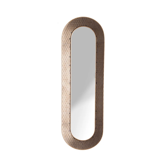 Eugley Oval Metal Framed Wall Mounted Full Length Mirror