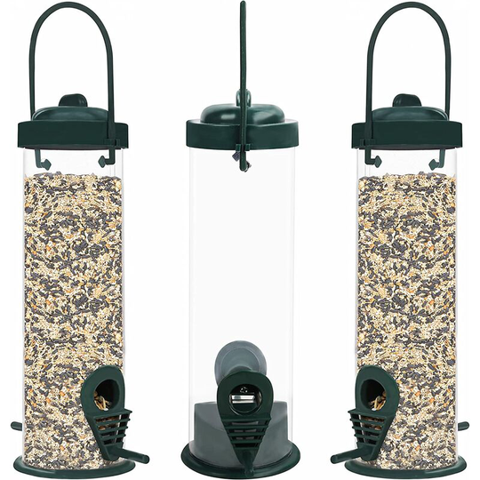 Outdoor Hanging Bird Feeders (3 Pack) - 12 oz Capacity - 2 Feeders - Heavy Duty Bird Feeders