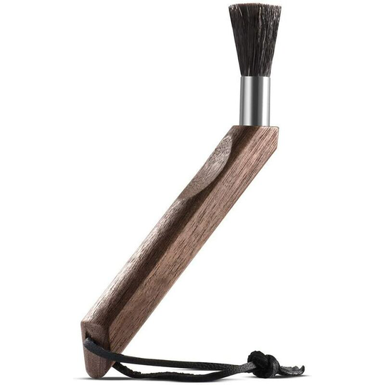 Muff - Coffee Grinder Cleaning Brush, Cleaning Brush Natural Boar Bristles Walnut Handle with Lanyard Slanted