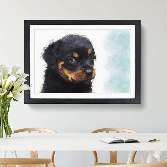 Rottweiler Puppy - Picture Frame Graphic Art Print