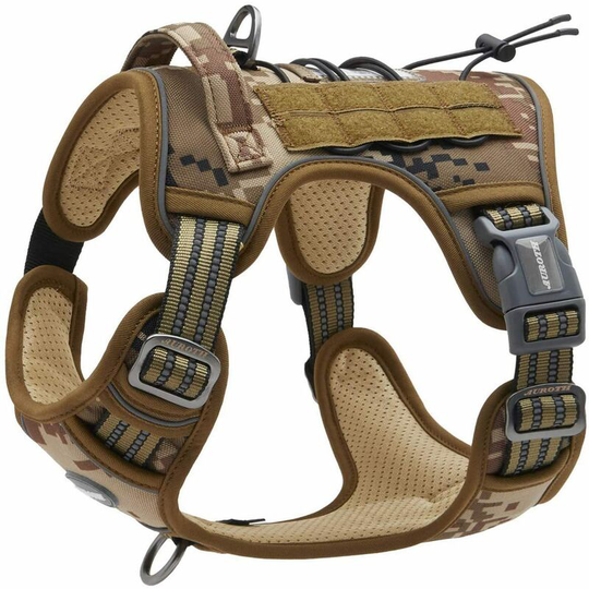 Thsinde - Tactical Dog Harness Anti Pull, Breathable Vest Adjustable Easy to Put on for Small Medium Large Dog, Reflective Dog Harness, Military