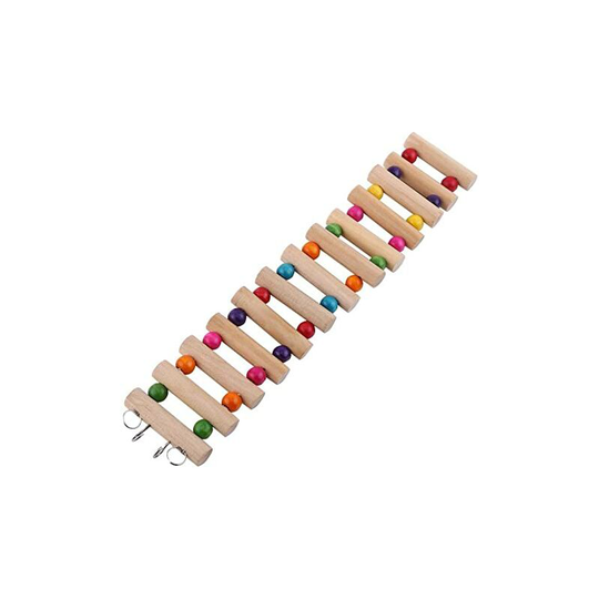 Colorful Hanging Rotating Ladder for Parrot Bird, Birdcage Accessories Wooden Hammock Stand Chew Toy Rat Hamster Climbing Ladder (6*30cm)