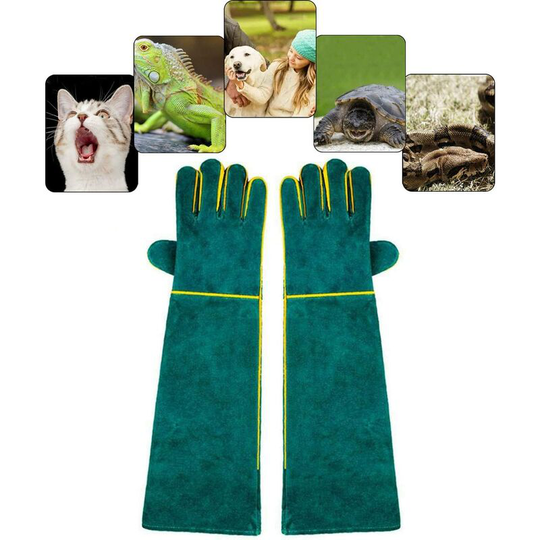 Anti-Bite Animal Handling Gloves, Safety Leather Work Gloves for Bathing, Grooming, Handling Dog, Cat, Bird, Snake, Lizard, Reptile