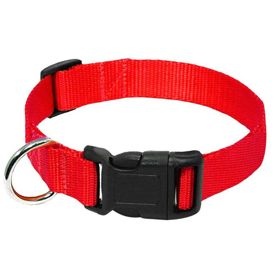 (Red, L) Dog Puppy Collar Nylon Adjustable Collars 4 colour