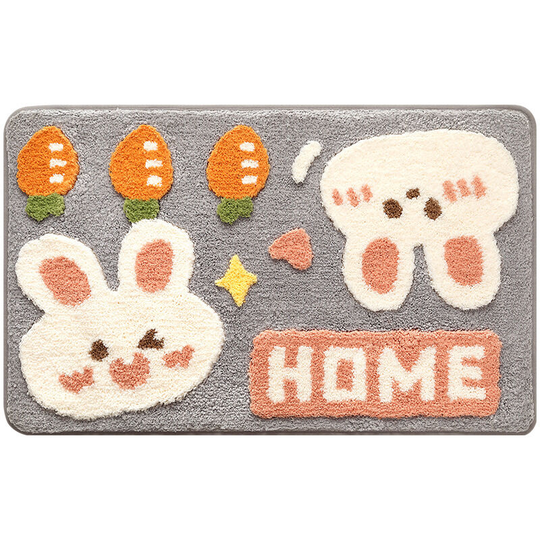 Bath Mat, Water Absorbing Shower Mat Washable Bath Mat for Living Room, Shower, Bathroom, Toilet, (Rabbit Radish, 50*80cm, 1pc)