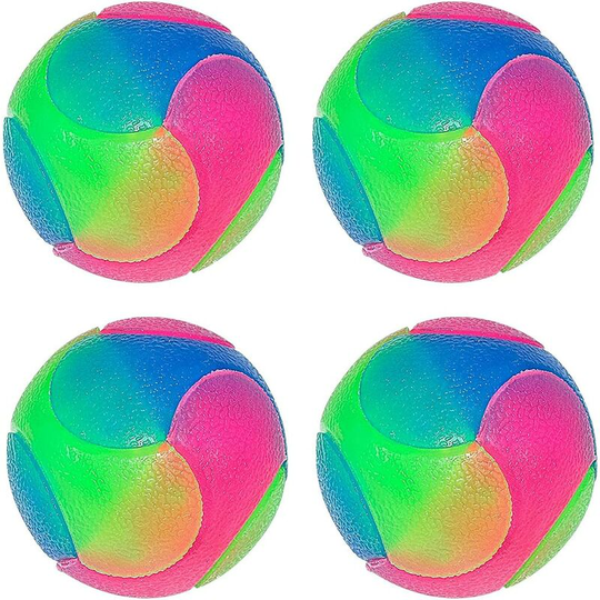 Led Dog Toy Ball Interactive Bouncing Light Ball with Flashing Elastic Dog Ball Glitter Dog Toy (4PK Large Ball)