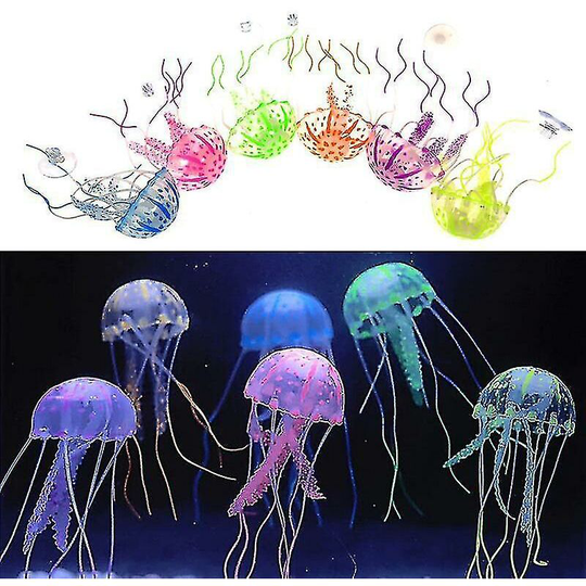 Perle Rare - 5X15cm Artificial Swim Glowing Effect Jellyfish Aquarium Decoration Fish Tank Underwater Luminous