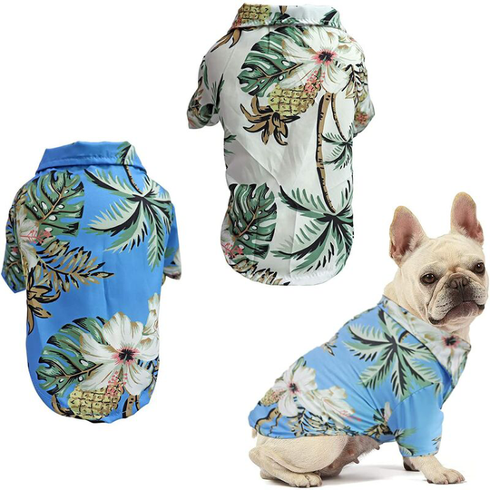 Soekavia - Dog Summer T-Shirt, Dog Vest T-Shirt, Seaside Hawaiian Resort Style Coconut Tree Printed Dog T-Shirt, Fashionable Breathable Dog Summer