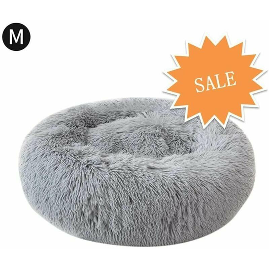 Round Dog and Cat Bed Plush Soft and Comfortable Donut Cat Puppy Warm Soft Bed for Sleeping in Winter - 60cm