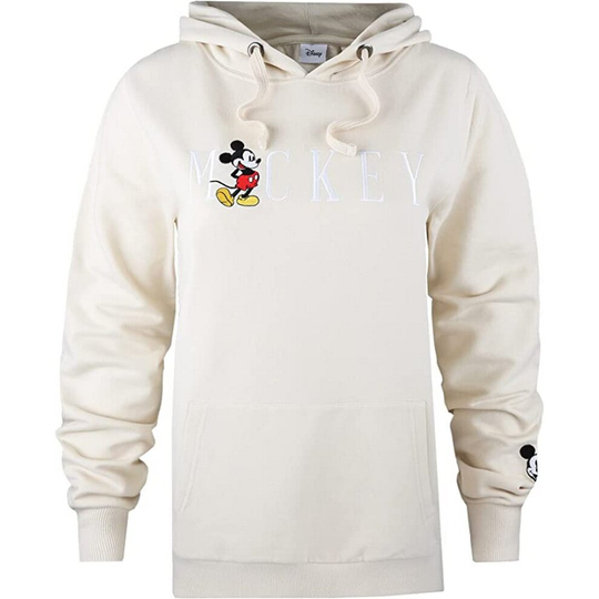 (M, Stone) Disney Womens/Ladies Mickey Mouse Embroidered Hoodie