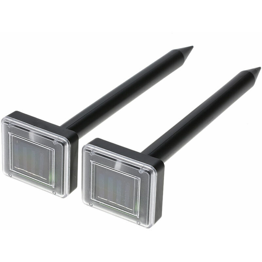 Joorrt - 2pcs Solar Powered Sonic Sound Wave Pest Repeller Outdoor Garden Yard Farm Mouse Gopher Rat Vole Mole Scarer Snake Rodent Pest Repeller