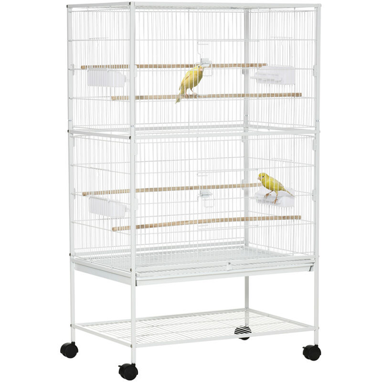 Large Bird Cage Budgie Cage for Finch Canaries Parrot with Stand White - White - Pawhut