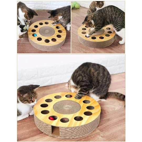 Cat Toy with Sturdy Scratching Pads and 2 Jingly Balls for All Ages of Cats