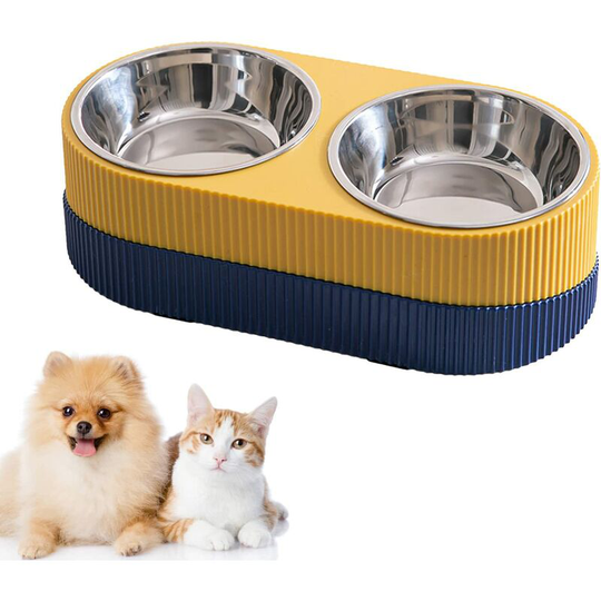 Monly - Anti Glutton Bowl for Cat Dog, Raised Bowl for Cat Stainless Steel 15° Tilt Bowl, Anti Vomiting Cat Bowl, Promotes Healthy Eating and Slow