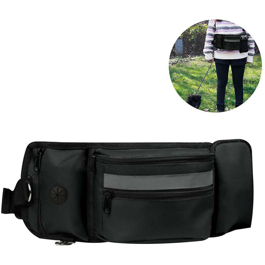Dog Treat Pouch For Training Built In Poop Bag Dispenser,black