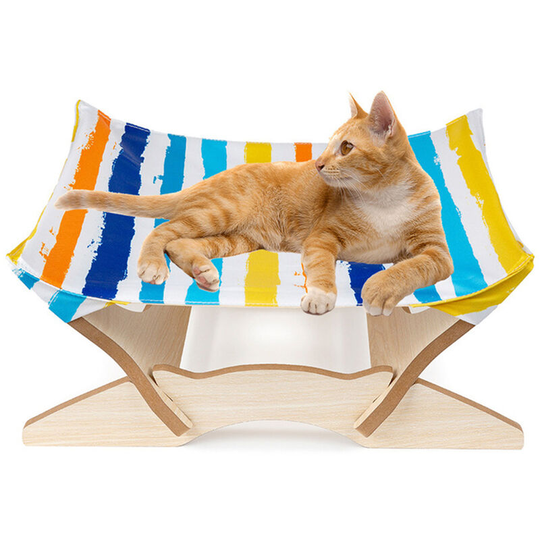 Cat Hammock Bed Elevated Pet Bed Breathable Detachable Cat Bed for Rabbit Cat Kitten Puppy,model: Stripes pattern - model: Stripes pattern