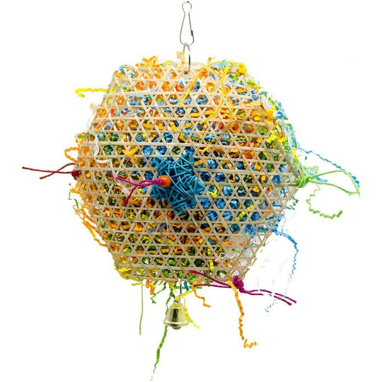 Parrot Chewing Toys - Parrots Destruction Hanging Toy - Woven Brushed Bamboo Biting Ball Toys - for Parrot African Gray Parakeet Parakeet Cockatiel