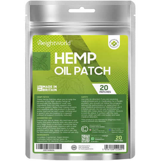 WeightWorld Hemp Oil Patches - 24 Hour Transdermal Adhesive - 20 Pads