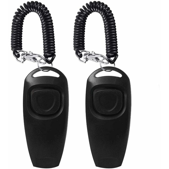 Naxunnn - 2 Pieces Dog Clicker dog whistle for training to stop dog clicker 2 in 1 new version of clicker dog dressing with strap, black