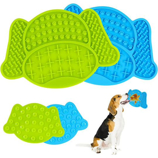 Dog Licking Mat, 2 Pcs Dog Licking Mat with Powerful Suction Cups Silicone Lick Mat, Pet Lick Pads for Bath, Trim and Training