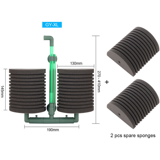 Benobby Kids - Aquarium Filtration Equipment Filter Cotton Fish Tank Cleaning and Water Purification Silent Pneumatic Filter (GY-XL+2 Pieces of