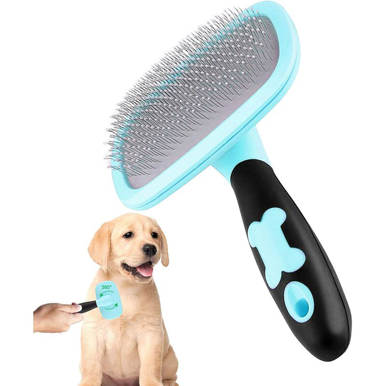 Brush for Dogs and Cats Grooming Comb for Dogs and Cats with Long and Short Bristles-Blue