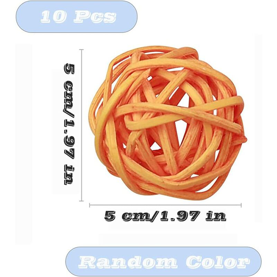FVO - 10 Pieces Mixed Color Rattan Balls for Birds, Small Animal Chew Toys, Rodent Toy, Chew Toys for Parakeets, Cockatiels, Cockatoos, Rabbits,