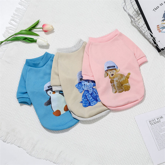 3 pcs New dog hoodie Fall cute cartoon pattern teddy dog clothes Pet hoodie 25*38*26cm