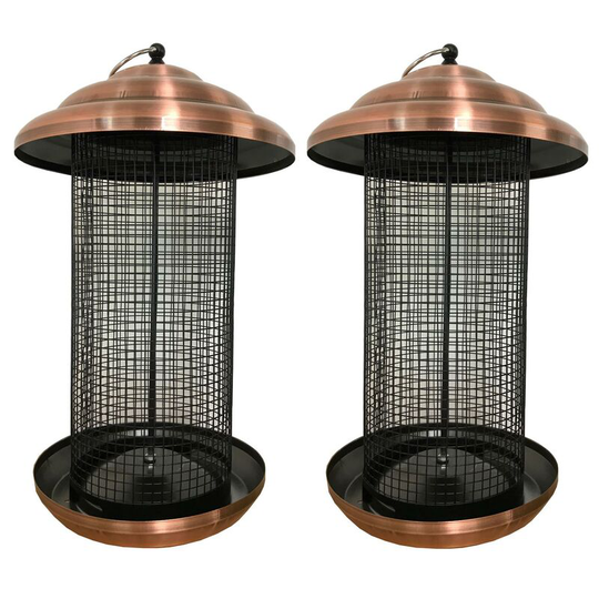Selections - 2 x Copper Extra Large Hanging Metal Bird Nut Feeders
