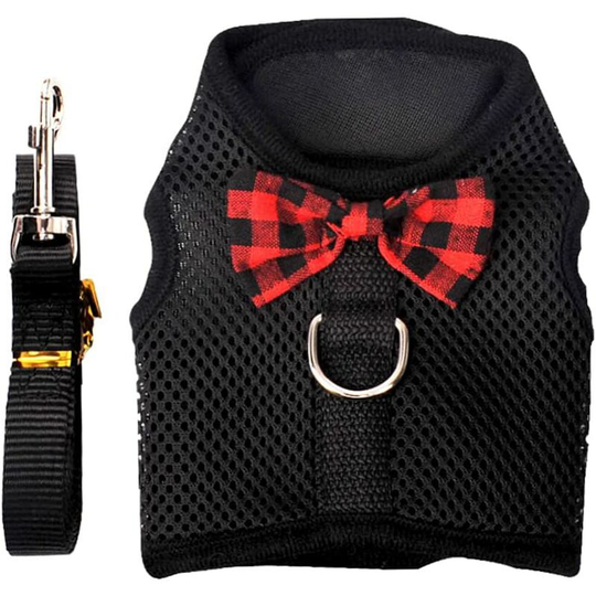 Modou - Small Pet Lead Leash for Rabbit Guinea Pig Squirrel Breathable Mesh Chest Strap Black Size m: Chest Circumference 30-34cm