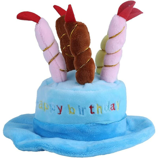 Pet Birthday Party Hat with Colorful Candles for Dog, Cat and Small Animal (Blue),Dogs and Cats - Birthday Cake Hat