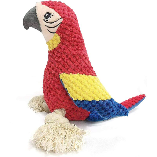 Dog Toys Plush Toys with Crinkle Paper Rope Squeaky Chew Toys for Large and Medium Dogs (Parro)