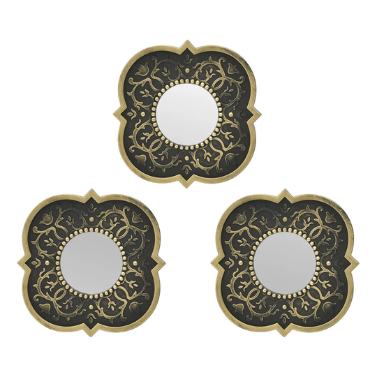 Aaralyn Plastic Framed Wall Mounted Mirror Set in Gold