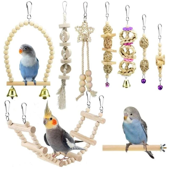 Ilovemilan - Bird Parrot Swing Toys, Chewing Standing Hanging Perch Hammock Climbing Ladder Bird Cage Toys for Budgerigar, Parakeet, Conure,