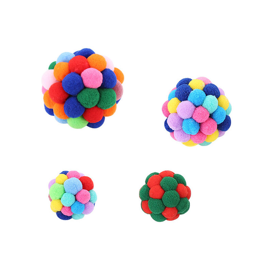 4 pcs pet products cat snack toy handmade elastic ball seven colors shake ricochet