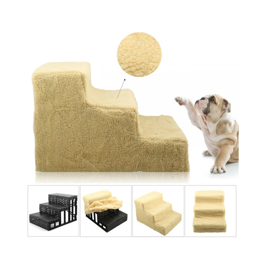 Dog/Puppy/Cat 3 Step Pet Stairs Car/Sofa/Bed Washable Soft Cover Cat